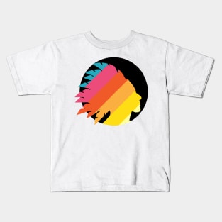 Colorful North American Native silhouette with feather headdress Kids T-Shirt